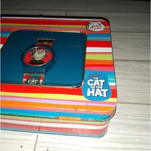 Universal Studios Dr. Seuss The Cat In The Hat Kids Watch With Storage Tin 2003 - Picture 7 of 9